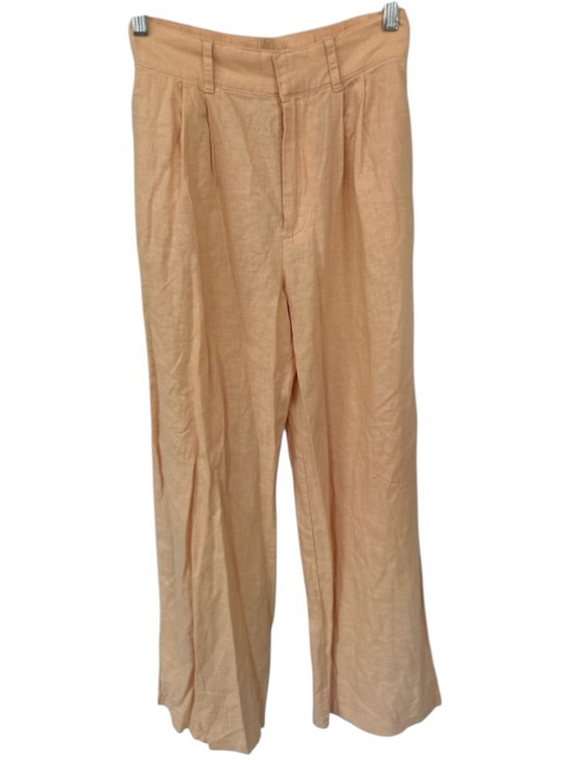Abercrombie & Fitch Size S Peach Linen Blend Zipper Front Wide Leg Pants Peach / S