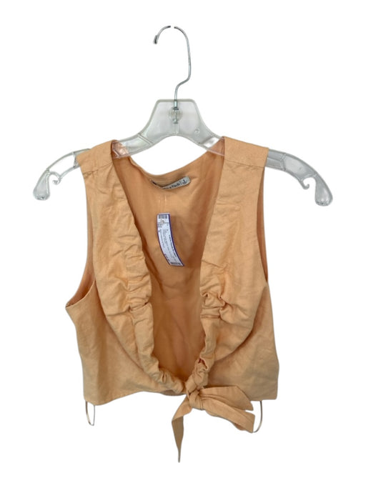 Abercrombie & Fitch Size S Peach Linen Blend Vest Tie Front Cropped Top Peach / S