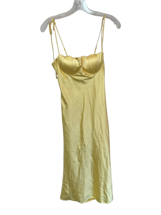 Thirty Thirty Size S Yellow Polyester Satin Underwire Cups Spaghetti Strap Gown Yellow / S