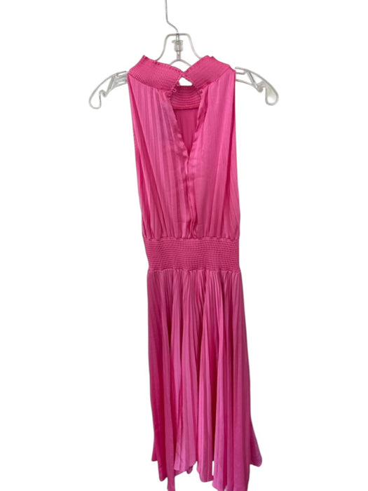 A.L.C. Size 6 Hot pink Polyester Satin Plisse Sleeveless High Neck Gown Hot pink / 6