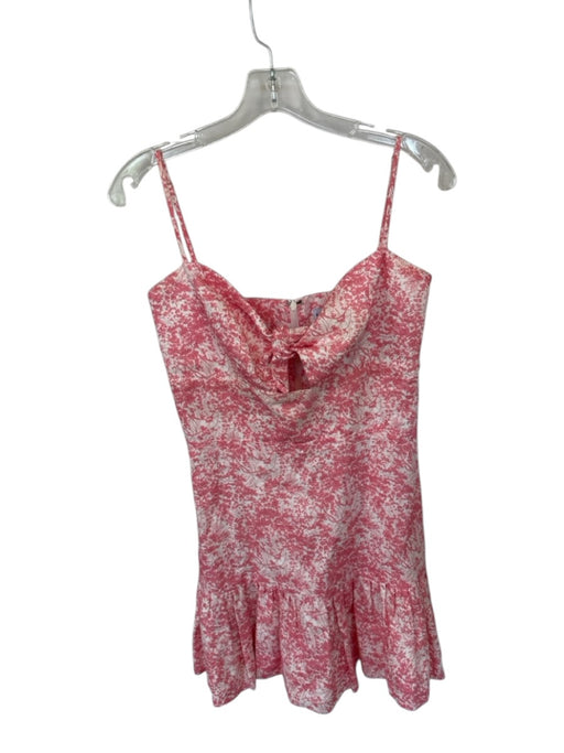 Karina Grimaldi Size S Pink & White Linen Floral Twist Front Pleated Hem Dress Pink & White / S