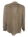 Nili Lotan Size XS Brown & Cream Silk Long Sleeve Chain Print Polo Sheer Top Brown & Cream / XS