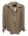 Nili Lotan Size XS Brown & Cream Silk Long Sleeve Chain Print Polo Sheer Top Brown & Cream / XS