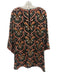 Alice + Olivia Size 4 Black, Pink, Green Polyester Long Flare Sleeve Dress Black, Pink, Green / 4
