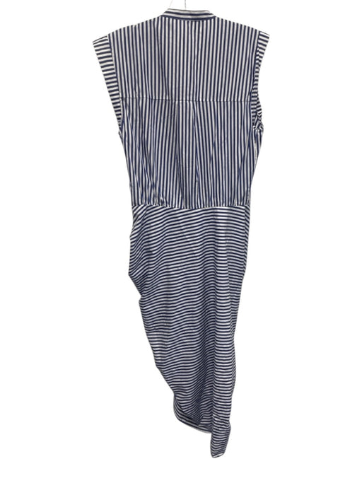 Veronica Beard Size 8 Blue & White Cotton Sleeveless Striped Ruched Dress Blue & White / 8