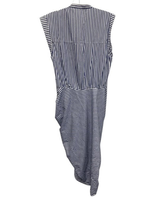 Veronica Beard Size 8 Blue & White Cotton Sleeveless Striped Ruched Dress Blue & White / 8