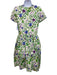 Oscar de la Renta Size 6 Purple, Blue, Green Cotton Blend Short Sleeve Dress Purple, Blue, Green / 6