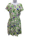 Oscar de la Renta Size 6 Purple, Blue, Green Cotton Blend Short Sleeve Dress Purple, Blue, Green / 6