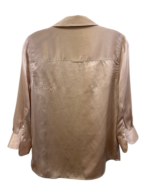 L'agence Size Small Blush Pink Silk Long Sleeve Button Front Satin Collar Top Blush Pink / Small