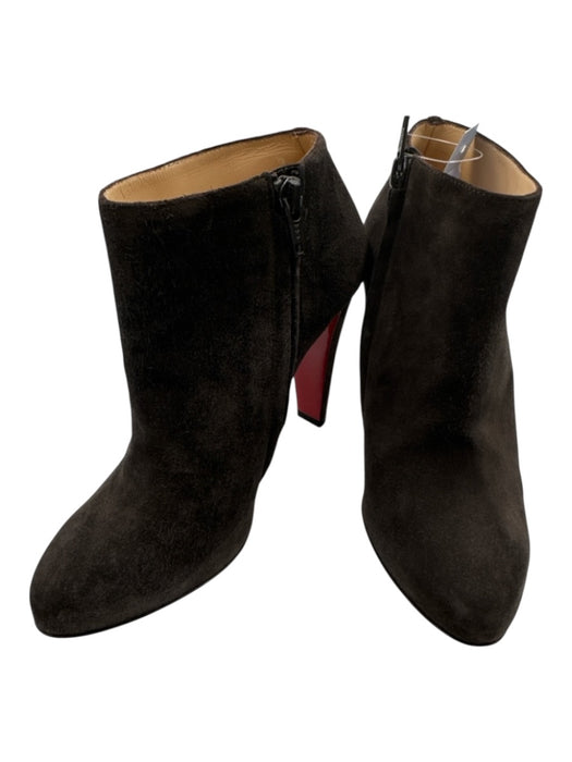 Christian Louboutin Shoe Size 36.5 Dark Brown Leather Suede Almond Toe Booties Dark Brown / 36.5