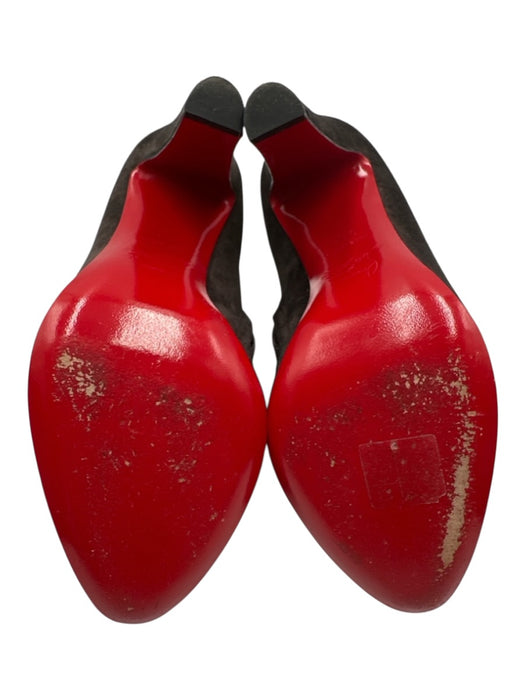 Christian Louboutin Shoe Size 36.5 Dark Brown Leather Suede Almond Toe Booties Dark Brown / 36.5