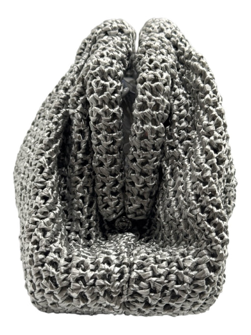Maria La Rosa Silver Viscose Chain Strap Crochet Bag Silver / Small
