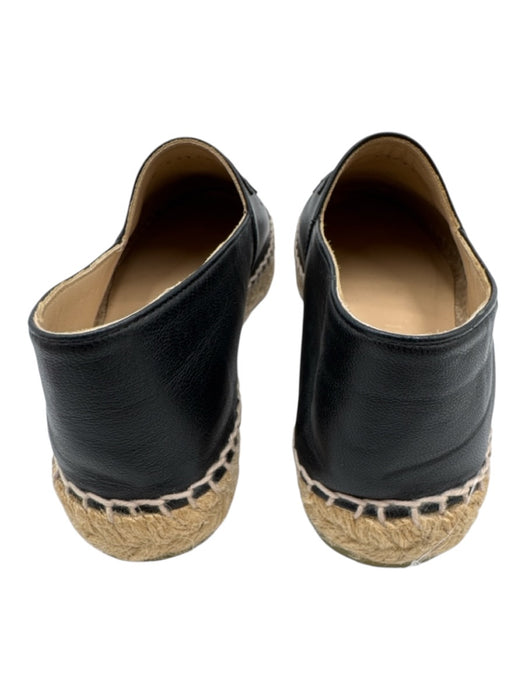 Chanel Shoe Size 36 Black & Beige Lambskin Jute Stitched Logo Espadrille Flats Black & Beige / 36