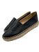 Chanel Shoe Size 36 Black & Beige Lambskin Jute Stitched Logo Espadrille Flats Black & Beige / 36