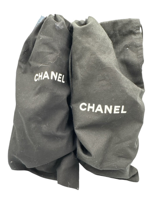 Chanel Shoe Size 36 Black & Beige Lambskin Jute Stitched Logo Espadrille Flats Black & Beige / 36