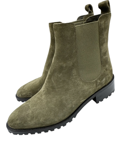 Manolo Blahnik Shoe Size 35.5 Green & Black Leather Upper Suede Chelsea Booties Green & Black / 35.5