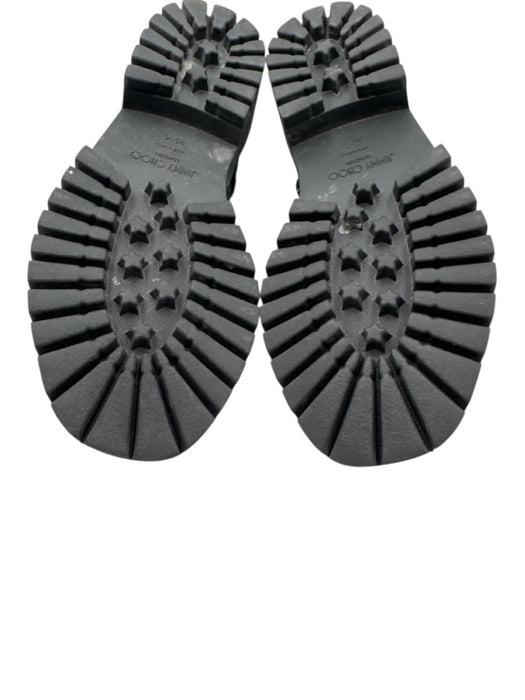 Jimmy Choo Shoe Size 35.5 Black & Silver Leather Foam Sole Studded Sandals Black & Silver / 35.5
