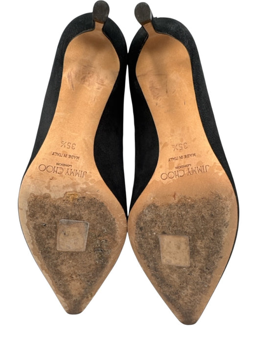 Jimmy Choo Shoe Size 35.5 Black Leather Cut Out Scalloped Edge Pointed Toe Pumps Black / 35.5