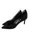 Jimmy Choo Shoe Size 35.5 Black Leather Cut Out Scalloped Edge Pointed Toe Pumps Black / 35.5