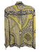 Etro Size 40 Yellow, Green, Black Silk Long Sleeve Paisley Button Front Top Yellow, Green, Black / 40