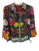 Alice + Olivia Size Small Black & Multi Cotton Blend Long Trumpet Sleeve Top Black & Multi / Small