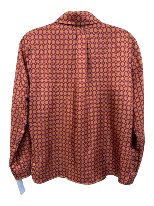 Momoni Size 38 purple & orange Silk Long Sleeve Geometric Print Button Front Top purple & orange / 38