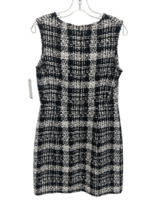 Theory Size 6 Black & White Cotton Blend Sleeveless Boucle Plaid Dress Black & White / 6