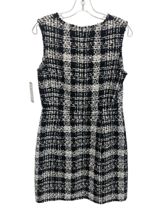 Theory Size 6 Black & White Cotton Blend Sleeveless Boucle Plaid Dress Black & White / 6