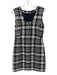 Theory Size 6 Black & White Cotton Blend Sleeveless Boucle Plaid Dress Black & White / 6