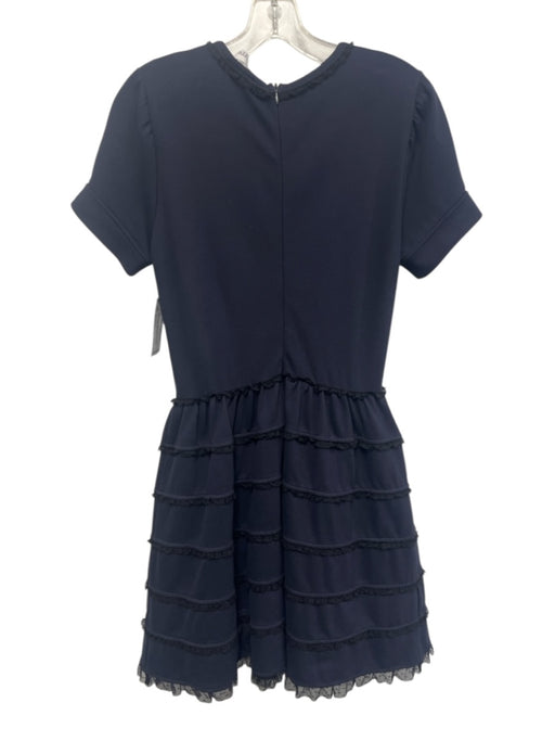 Red Valentino Size Medium Navy & Black Viscose Blend Short Sleeve Tiered Dress Navy & Black / Medium
