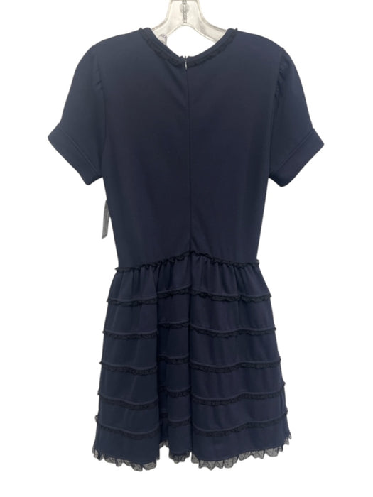 Red Valentino Size Medium Navy & Black Viscose Blend Short Sleeve Tiered Dress Navy & Black / Medium