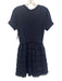 Red Valentino Size Medium Navy & Black Viscose Blend Short Sleeve Tiered Dress Navy & Black / Medium