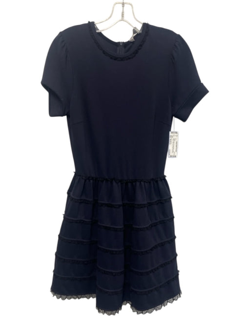 Red Valentino Size Medium Navy & Black Viscose Blend Short Sleeve Tiered Dress Navy & Black / Medium