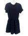 Red Valentino Size Medium Navy & Black Viscose Blend Short Sleeve Tiered Dress Navy & Black / Medium