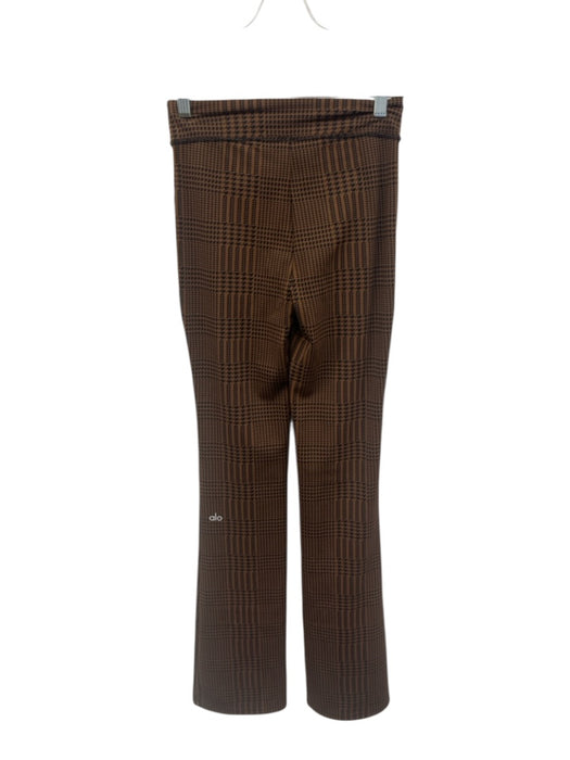 Alo Size Small Brown & Black Nylon Blend Stretch Waist Houndstooth Bra Pant Set Brown & Black / Small