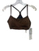 Alo Size Small Brown & Black Nylon Blend Stretch Waist Houndstooth Bra Pant Set Brown & Black / Small