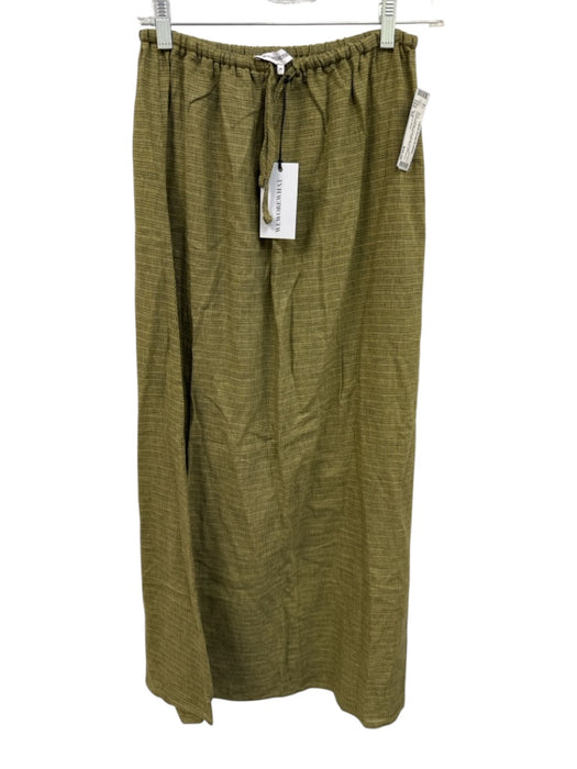 We Wore What Size XS Green Yellow Linen Blend Elastic Drawstring Waist Skirt Green Yellow / XS