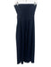 Zara Size XS Dark Wash Cotton Blend Strapless Belt Loops Pleated Midi Dress Dark Wash / XS