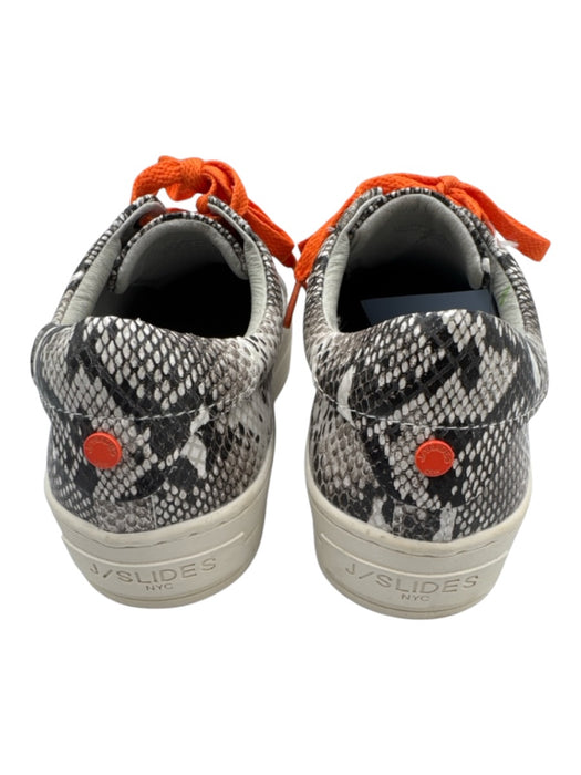 J/Slides Shoe Size 6 Black, White, Orange Leather Upper Lace Up Low Top Sneakers Black, White, Orange / 6