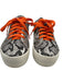 J/Slides Shoe Size 6 Black, White, Orange Leather Upper Lace Up Low Top Sneakers Black, White, Orange / 6