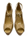 Jimmy Choo Shoe Size 36.5 Beige Patent Leather Cork Wedge Ankle Strap Wedges Beige / 36.5