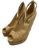 Jimmy Choo Shoe Size 36.5 Beige Patent Leather Cork Wedge Ankle Strap Wedges Beige / 36.5