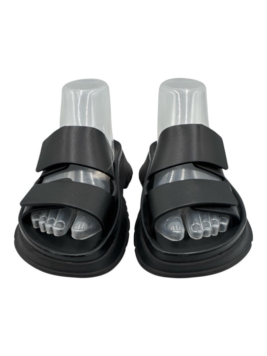 Givenchy Shoe Size 37 Black Leather 2 Strap Velcro Rubber Sole Slides Sandals Black / 37