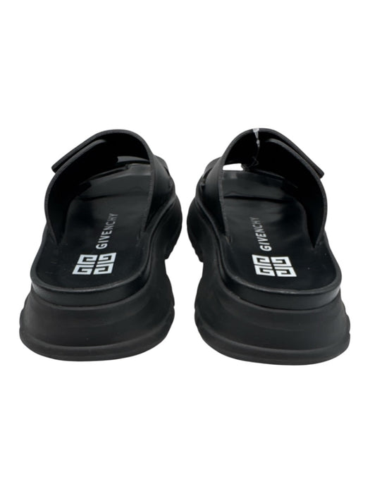 Givenchy Shoe Size 37 Black Leather 2 Strap Velcro Rubber Sole Slides Sandals Black / 37
