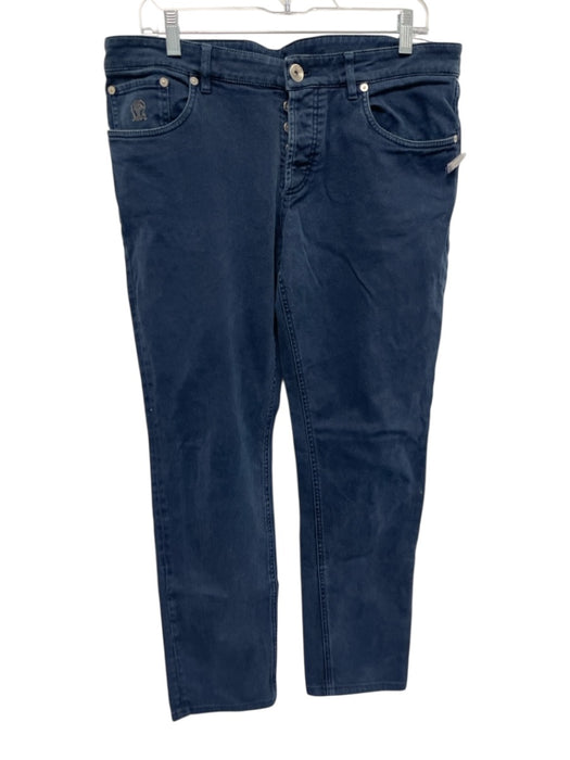 Brunello Cucinelli Size 50 Navy Blue Cotton Blend Solid Jean Slim Men's Pants Navy Blue / 50