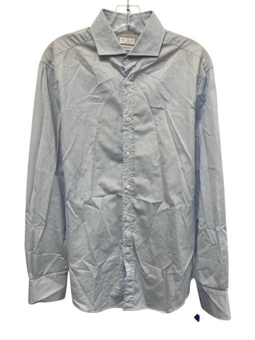 Brunello Cucinelli Size L Light blue Cotton Solid Button up Long Sleeve Shirt Light blue / L