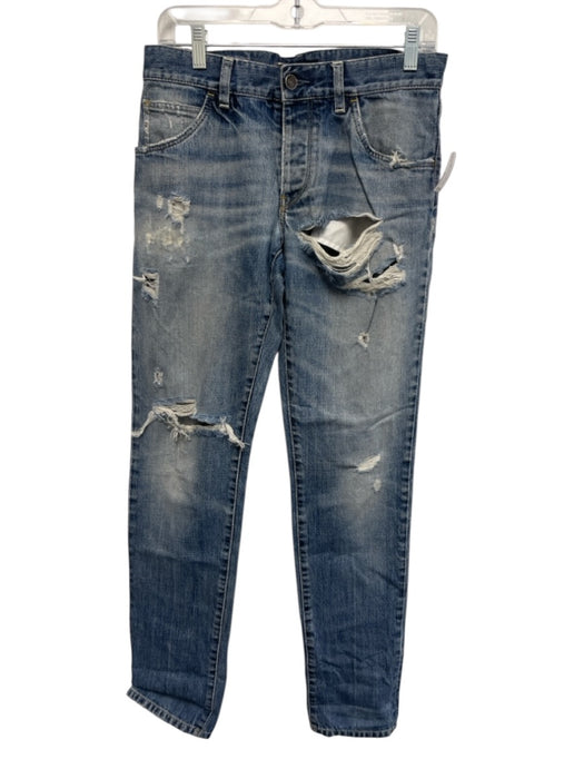 Dolce & Gabbana Size 46 Light Wash Cotton Distressed Jean Skinny Men's Pants Light Wash / 46