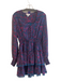 Allison Size S Blue & Purple Polyester Long Sleeve V Neck Tiered Dress Blue & Purple / S