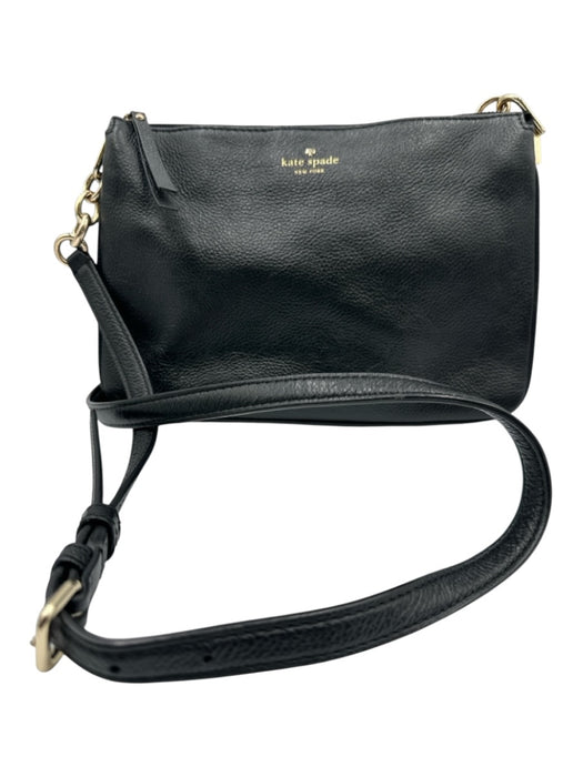 Kate Spade Black Pebble Leather Gold hardware Zip Top Crossbody Bag Black / S
