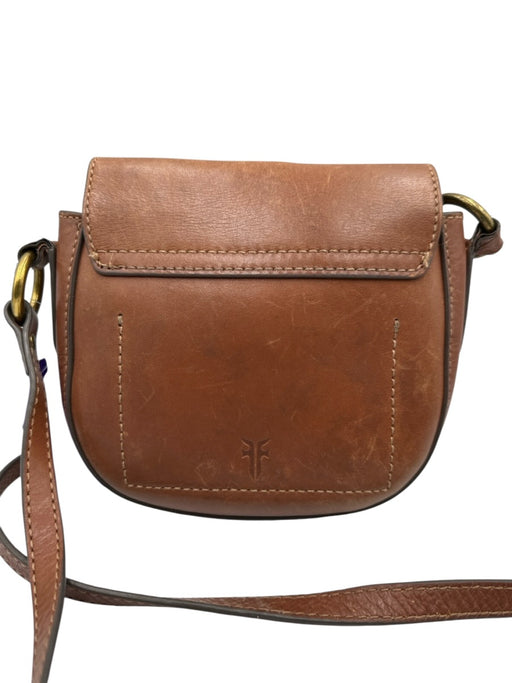 Frye Brown Leather Magnetic  Flap Brass Hardware Crossbody Bag Brown / XS